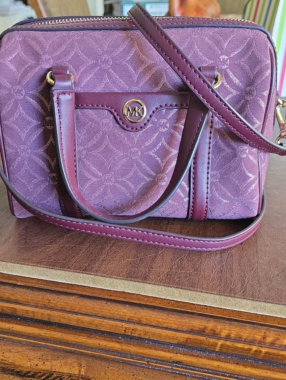 Michael Kors Small Metallic Logo Jacquard Duffel Crossbody Bag